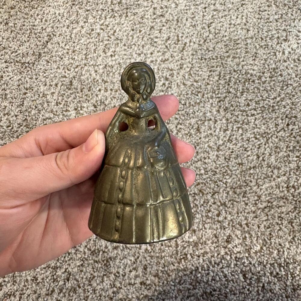 Brass Pilgrim Woman Bell, Vintage Dinner Bell